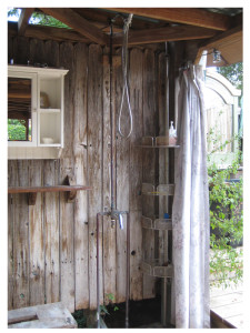 Mary's outdoor shower--sometimes a quick rinse outside is all she needs to reenergize.